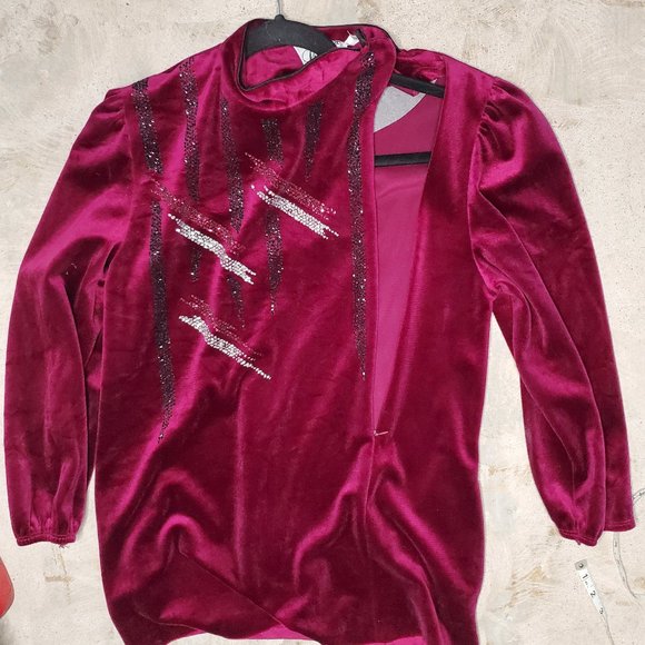 VINTAGE Lisanne 60s 70a Mini Velour Dress Wine Burgandy - Picture 16 of 16